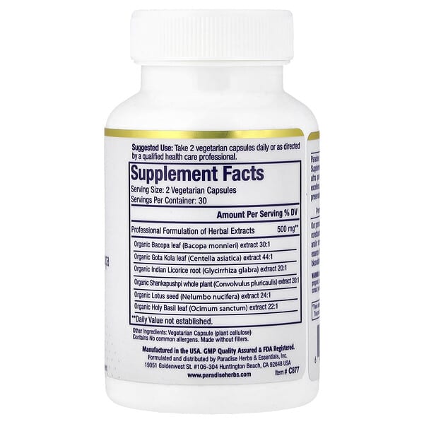 Alternative view of Paradise Herbs, Calm, 60 Vegetarian Capsules