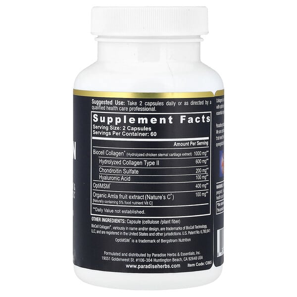 Alternative view of Paradise Herbs, Collagen Extreme® with BioCell Collagen®, OptiMSM® & Nature's C®, 120 Capsules