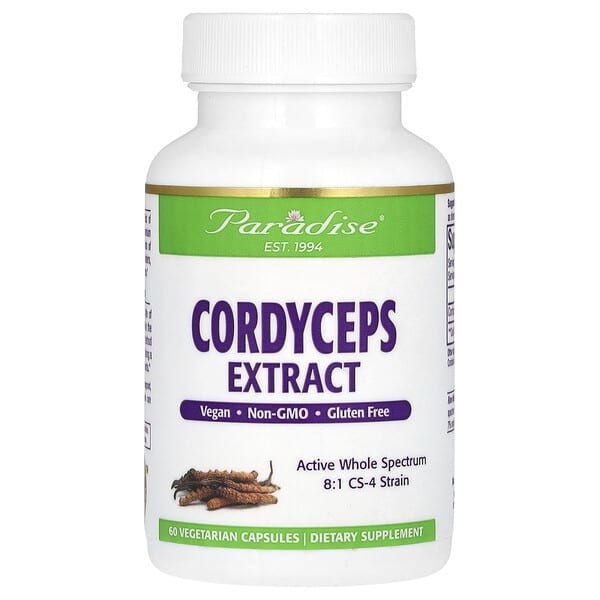 Paradise Herbs, Cordyceps Extract, 60 Vegetarian Capsules (400 mg per Capsule)