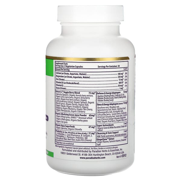 Alternative view of Paradise Herbs, Earth's Blend, Cal-Mag Zinc + D3, 90 Vegetarian Capsules