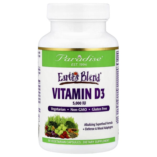 Paradise Herbs, Earth's Blend®, Vitamin D3, 90 Vegetarian Capsules