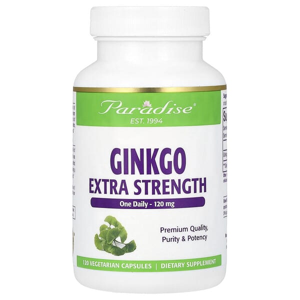 Paradise Herbs, Ginkgo, 120 mg, 120 Vegetarian Capsules
