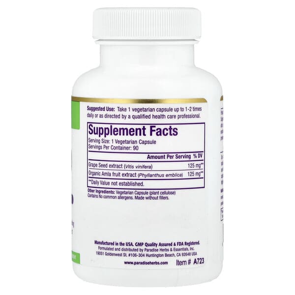 Alternative view of Paradise Herbs, Grape Seed Extract , 90 Vegetarian Capsules