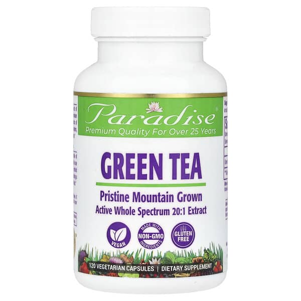 Paradise Herbs, Green Tea, 120 Vegetarian Capsules (250 mg per Capsule)