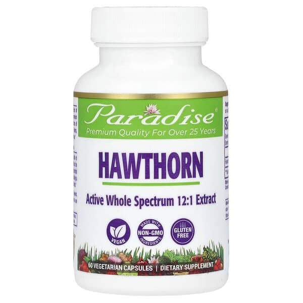 Paradise Herbs, Hawthorn, 250 mg, 60 Vegetarian Capsules