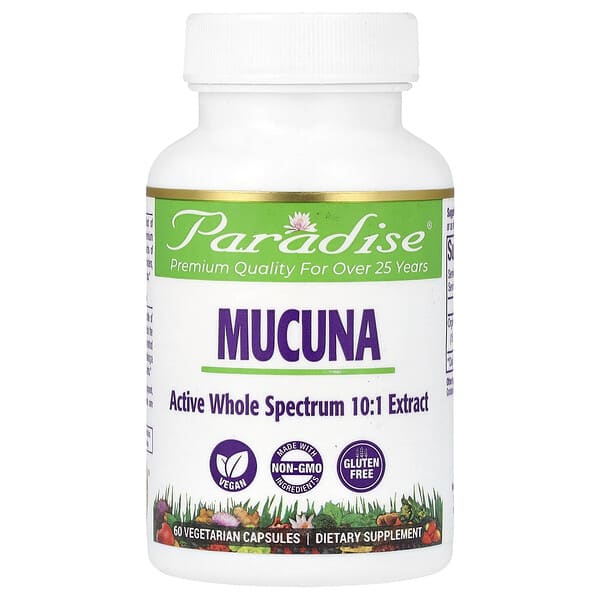 Paradise Herbs, Mucuna, 60 Vegetarian Capsules (250 mg per Capsule)
