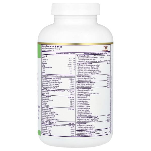 Alternative view of Paradise Herbs, ORAC Energy® Greens, 120 Vegetarian Capsules