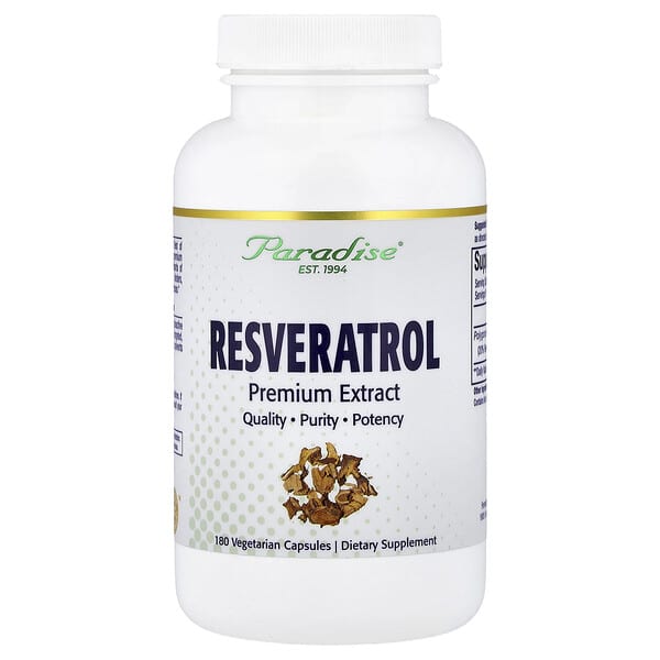Paradise Herbs, Resveratrol Premium Extract, 180 Vegetarian Capsules (100 mg per Capsule)