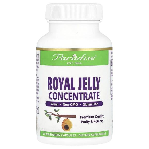 Paradise Herbs, Royal Jelly Concentrate, 60 Vegetarian Capsules (500 mg per Capsule)