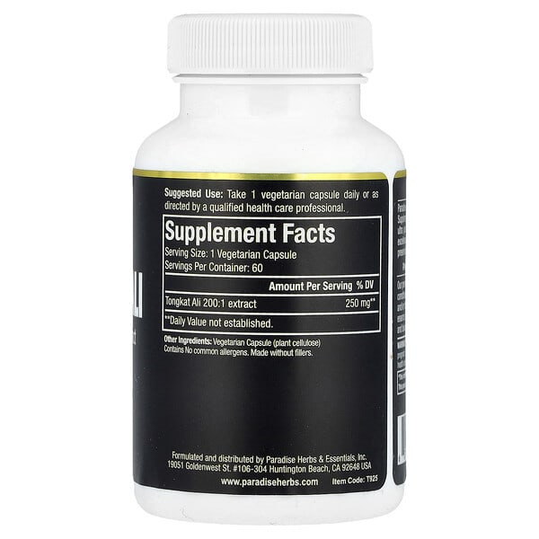 Alternative view of Paradise Herbs, Tongkat Ali, 60 Capsules (250 mg per Capsule)