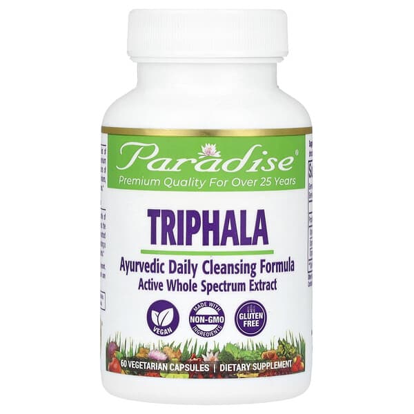 Paradise Herbs, Triphala, 60 Vegetarian Capsules