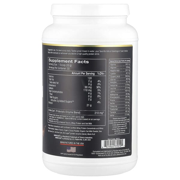 Alternative view of Paradise Herbs, Whey Protein, Natural Chocolate, 32 oz (990 g)