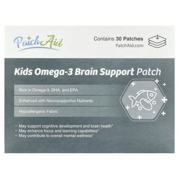 PatchAid, Kids Omega-3 Brain Support Patch, 30 Patches