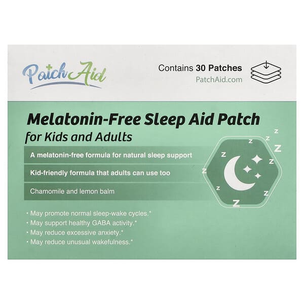 PatchAid, Melatonin-Free Sleep Aid Patch for Kids and Adults, 30 Patches