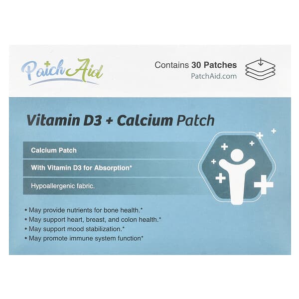 PatchAid, Vitamin D3 + Calcium Patch , 30 Patches
