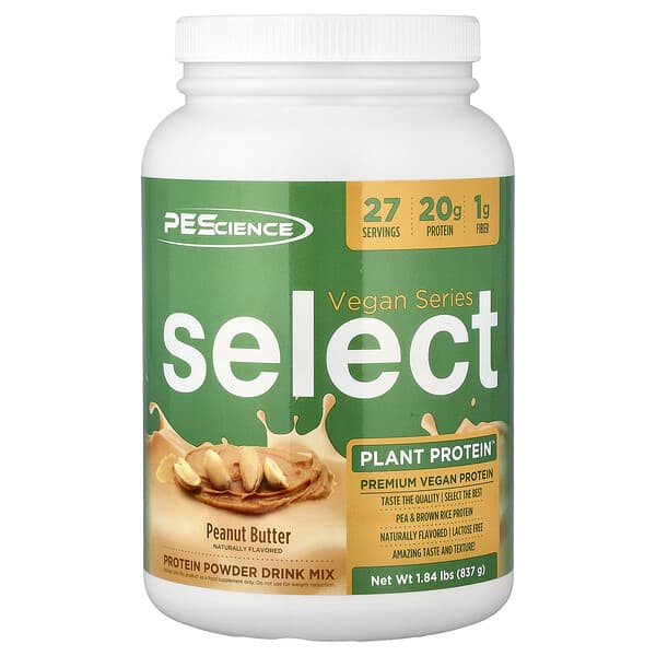 PEScience, Vegan Series, Select Plant Protein™, Peanut Butter, 1.84 lbs (837 g)