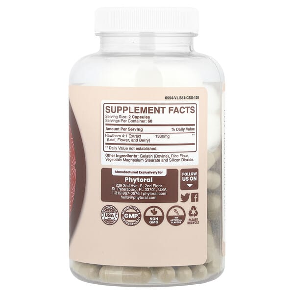 Alternative view of Phytoral, Hawthorn Complex, 120 Capsules (665 mg per Capsule)