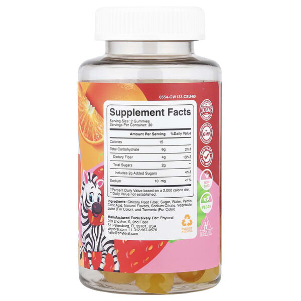 Alternative view of Phytoral, Kids, Fiber Gummies, Orange & Mixed Berry, 60 Gummies