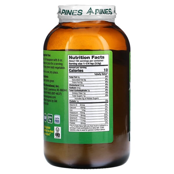 Alternative view of Pines International, Barley Grass, Powder, 24 oz (680 g)
