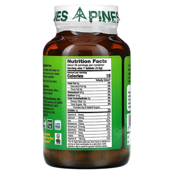 Alternative view of Pines International, Wheat Grass, 250 Tablets
