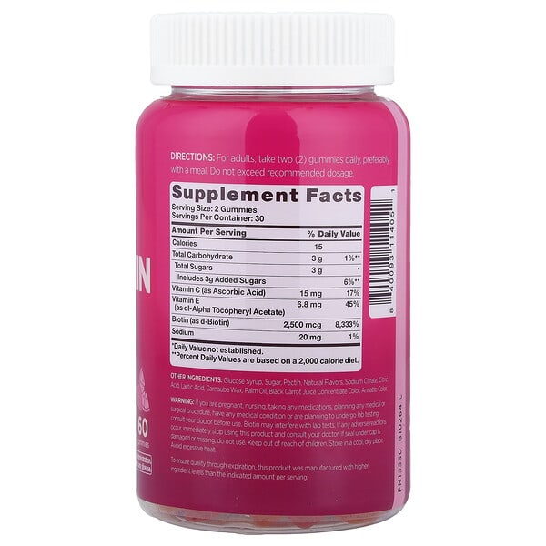 Alternative view of Pink, Beautiful, Hair, Skin & Nails Gummies, Delicious Fruit, 60 Gummies