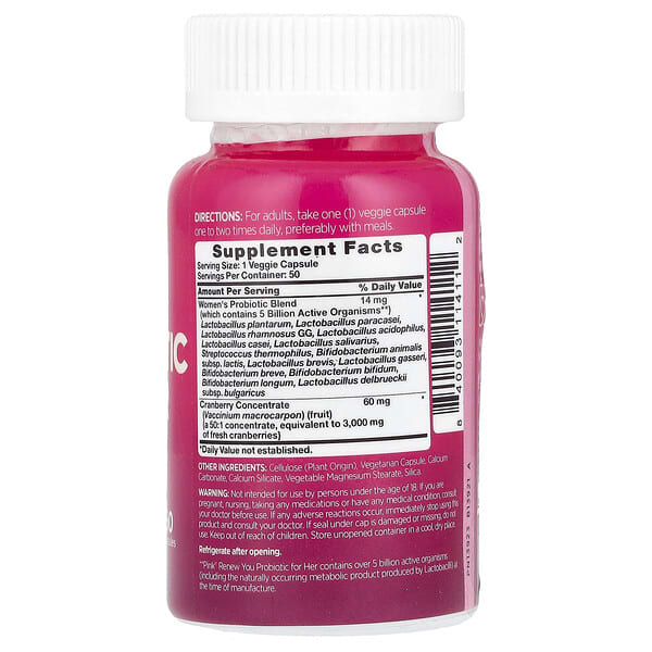 Alternative view of Pink, Probiotic for Her +Cranberry, 50 Capsules