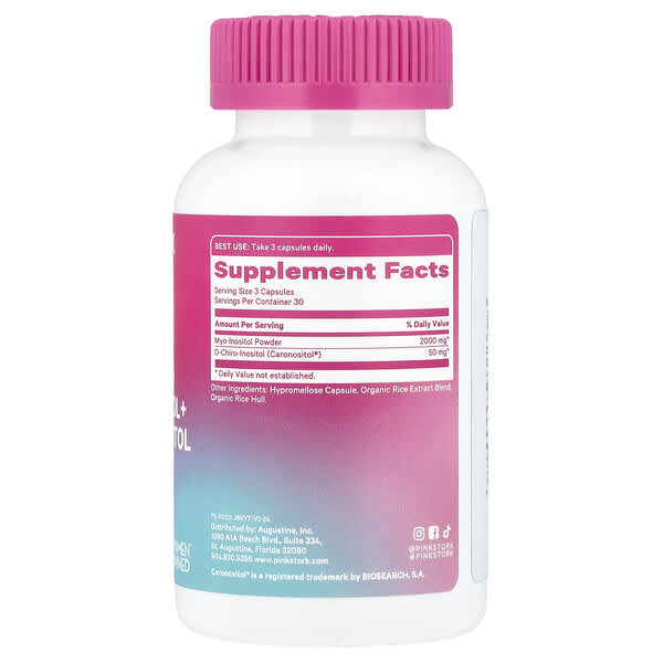 Alternative view of Pink Stork, 40:1 Ratio Myo-Inositol + D-Chiro-Inositol, 90 Capsules