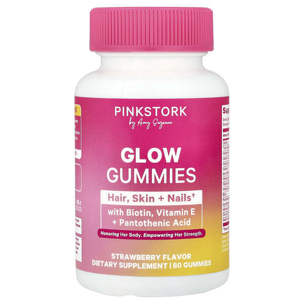 Pink Stork, Glow Gummies, Strawberry, 60 Gummies