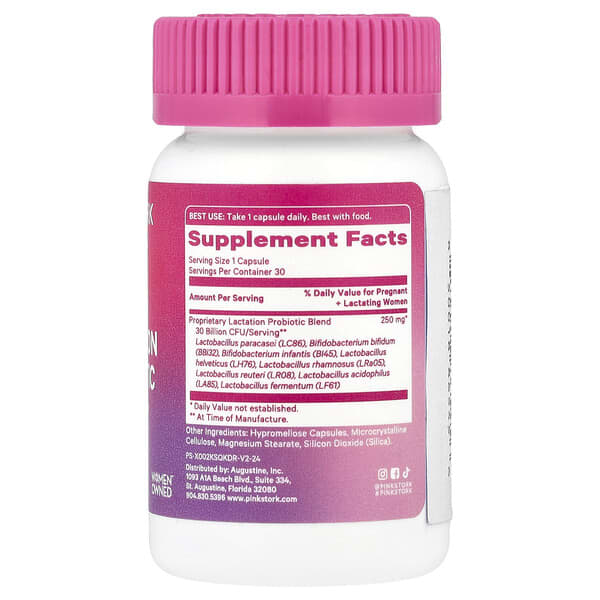 Alternative view of Pink Stork, Lactation Probiotic, 30 Billion CFUs, 30 Capsules