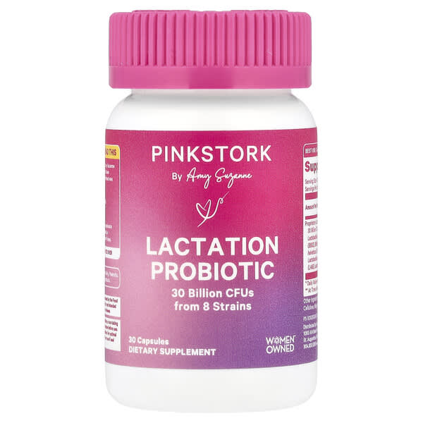 Pink Stork, Lactation Probiotic, 30 Billion CFUs, 30 Capsules