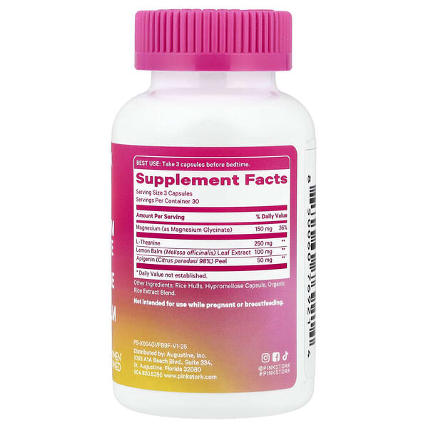 Alternative view of Pink Stork, Magnesium Glycinate, L-Theanine, Lemon Balm, 90 Capsules