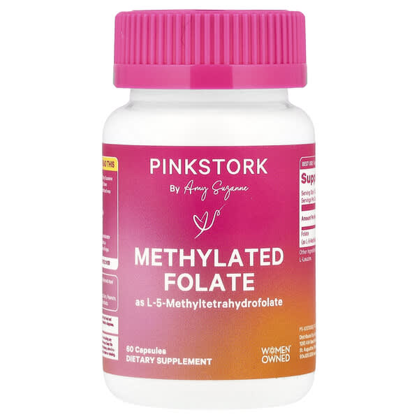 Pink Stork, Methylated Folate,  60 Capsules