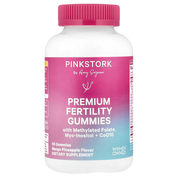 Pink Stork, Premium Fertility Gummies, Mango Pineapple, 60 Gummies