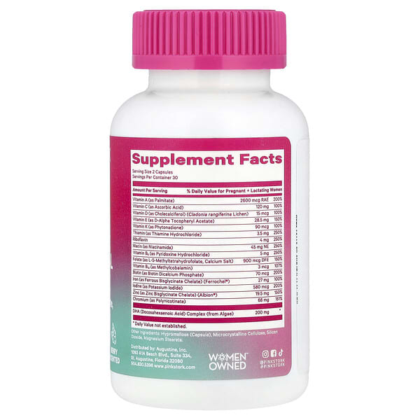 Alternative view of Pink Stork, Total Postnatal + DHA, Berry, 60 Capsules