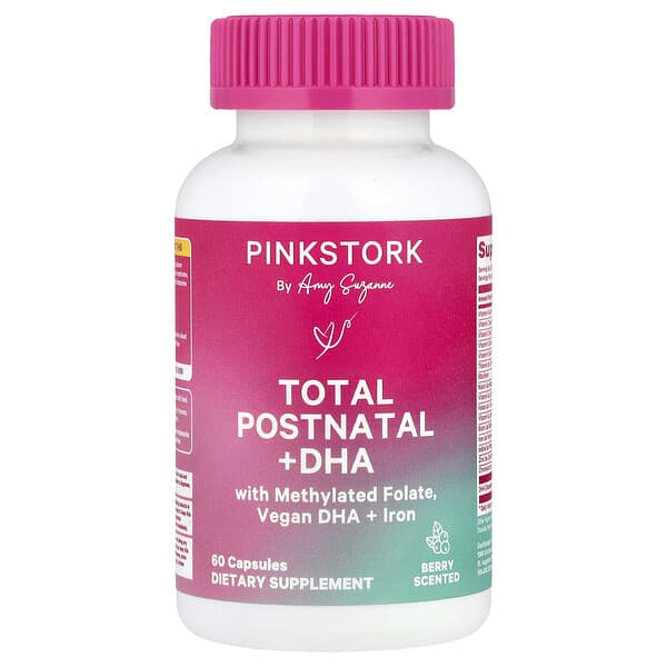 Pink Stork, Total Postnatal + DHA, Berry, 60 Capsules