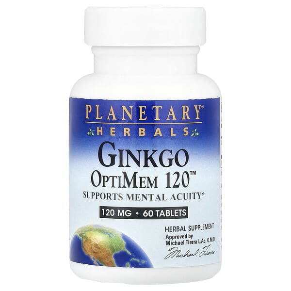 Planetary Herbals, Ginkgo OptiMem 120™, 120 mg, 60 Tablets 3 Planetary Herbals, Ginkgo OptiMem 120™, 120 mg, 60 Tablets