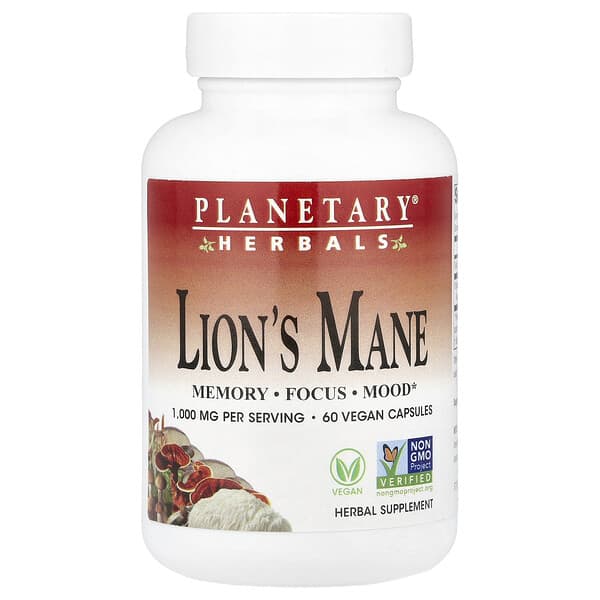 Planetary Herbals, Lion's Mane, 60 Vegan Capsules (500 mg per Capsule)