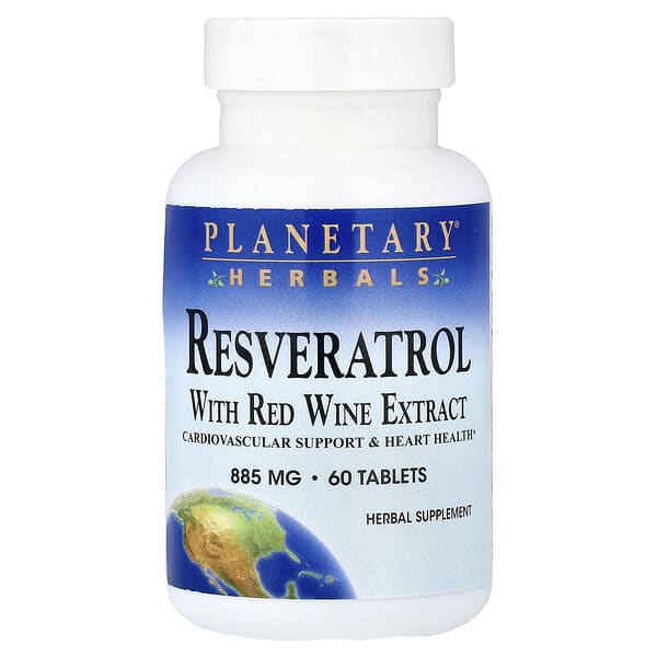 Planetary Herbals, Resveratrol With Red Wine Extract, 60 Tablets