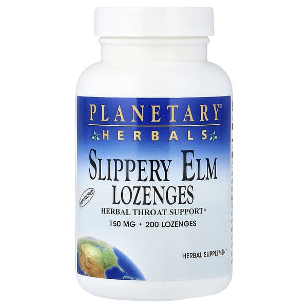 Planetary Herbals, Slippery Elm Lozenges, Unflavored, 150 mg, 200 Lozenges