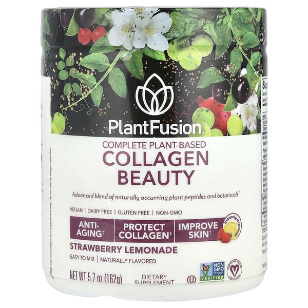 PlantFusion, Complete Plant Based Collagen Beauty, Strawberry Lemonade, 5.7 oz (162 g)