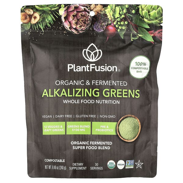 PlantFusion, Organic & Fermented Alkalizing Greens, 8.46 oz (240 g)