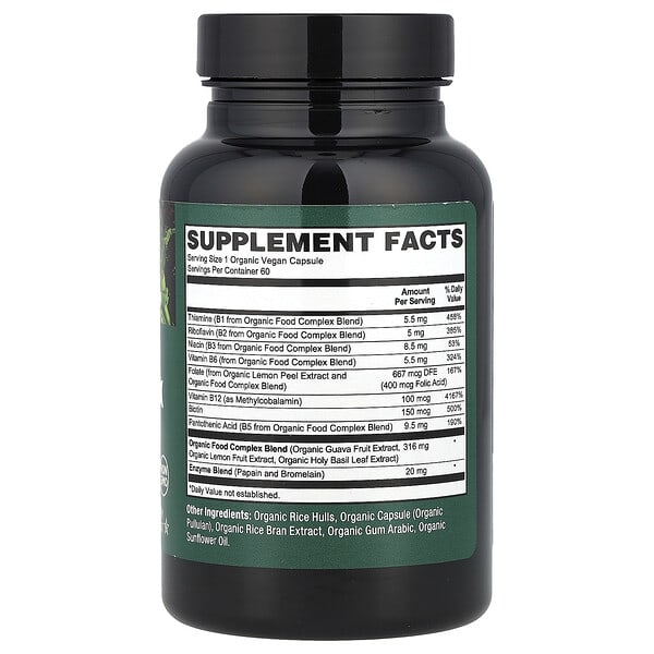 Alternative view of PlantFusion, Organic Vegan B-Complex, 60 Organic VegCaps