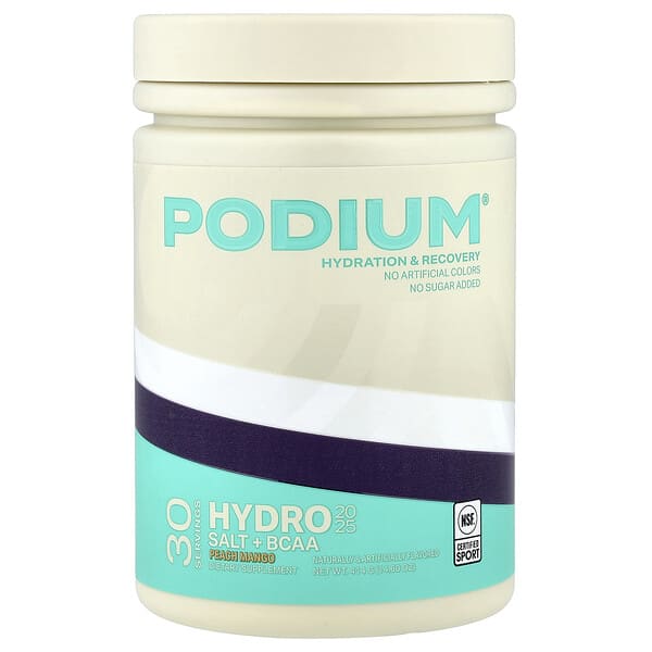 Podium Nutrition, Hydro & Salt 2025 + BCAA, Peach Mango, 14.6 oz (414 g)