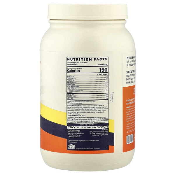 Alternative view of Podium Nutrition, Whey Protein Powder, Peanut Butter Crunch, 1.94 lb (880 g)