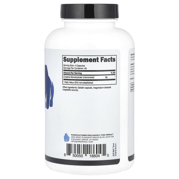 Alternative view of PrePrimal, Creatine, 180 Capsules (0.75 g per Capsule)