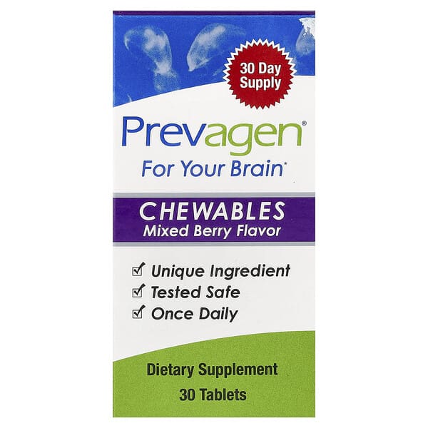 Prevagen (Quincy-Bioscience), For Your Brain, Chewables, Mixed Berry, 30 Tablets