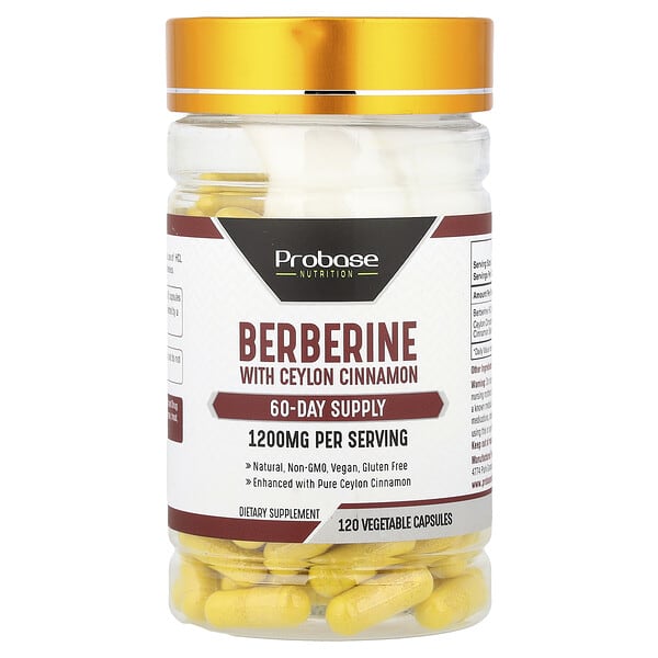 Probase Nutrition, Berberine With Ceylon Cinnamon, 120 Vegetable Capsules