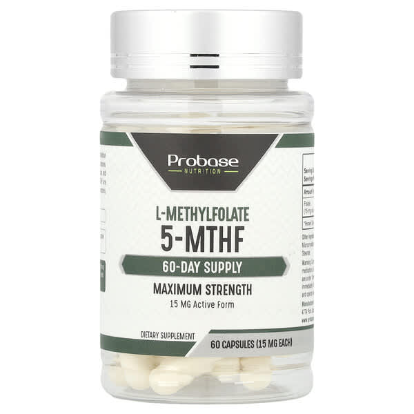 Probase Nutrition, L-Methylfolate 5-MTHF, 15 mg, 60 Capsules