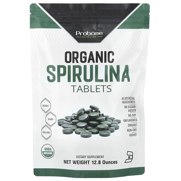 Probase Nutrition, Organic Spirulina Tablets , 12.8 oz