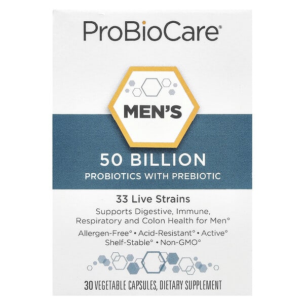 ProBioCare, Men's Probiotics with Prebiotic, 50 Billion, 30 Vegetable Capsules 5 ProBioCare, Men's Probiotics with Prebiotic, 50 Billion, 30 Vegetable Capsules